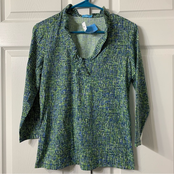J. McLaughlin Tops Nwt J Mclaughlin Durham Ruffle Top In Splatter